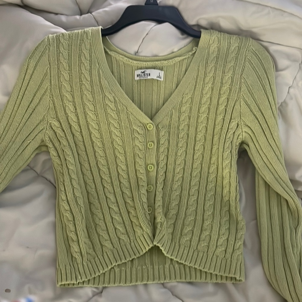 Large green cropped Hollister sweater - Picture 1 of 1